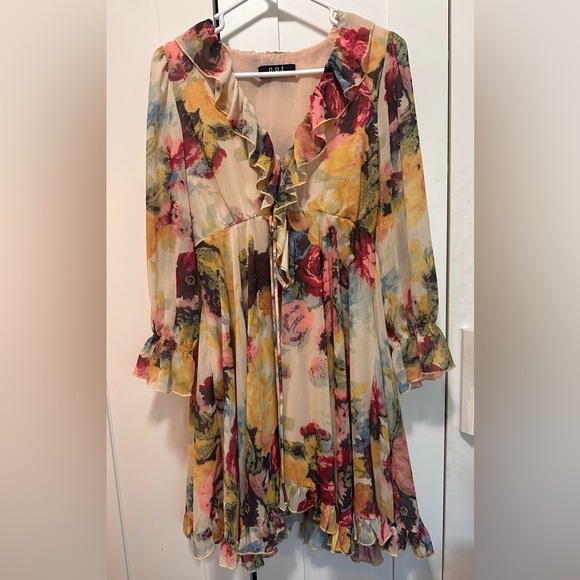 O.P.T Floral‎ Print Ruffle Tiered Midi Dress size S - Picture 2 of 11
